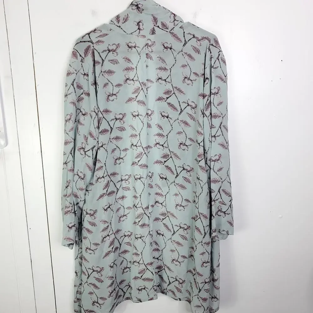Masai Top Womens M Muted Colors Kimono Pockets Casual Open Front Longline